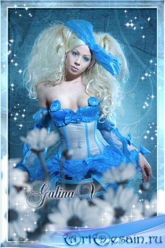 Женский фотошаблон - Красавица в голубом