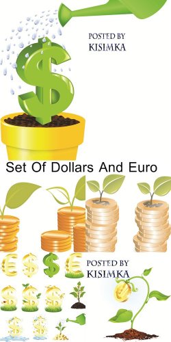 Stock: Set Of Dollars And Euro