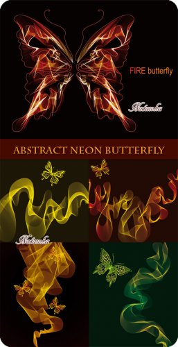 Abstract Neon Butterfly - Stock Vector