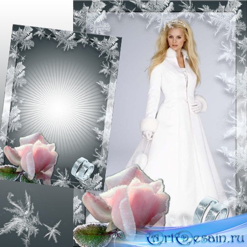 Свадебная рамка для Фотошоп - Зимняя роза