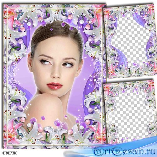Цветочная рамка для фотошопа – Нежные лилии