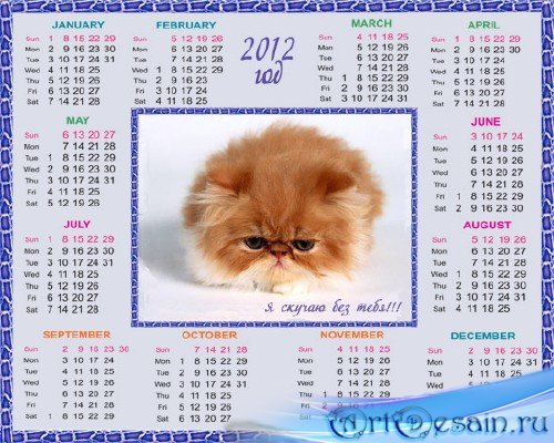 Календарь на 2012 год, котята  –   Признание в любви