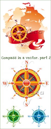 Баннер с компасом и лентой в векторе, часть 2