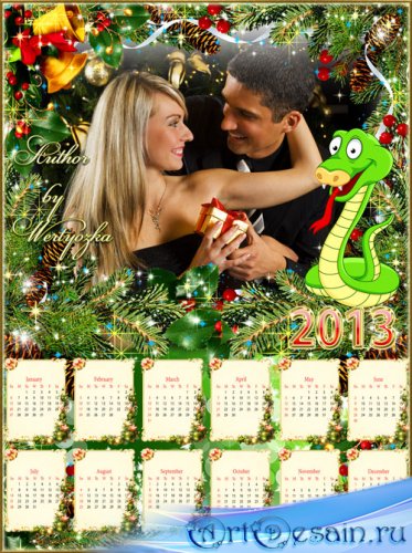 Календари рамки на 2013 год - Кто Новый год с улыбкой встретит веселым будет целый год  