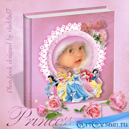 Детская фотокнига с диснеевскими принцессами и цветами