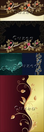 Brilliant backgrounds with gold ornaments and jewels in a vector