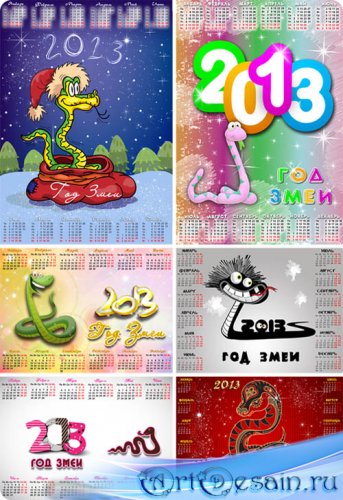 6   2013   / 6 calendars for 2013 of the Snake