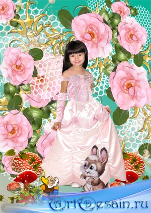 детский шаблон для фотошоп-В розовом платье
