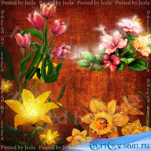 PSD  -    (Flowers on the Canvas)