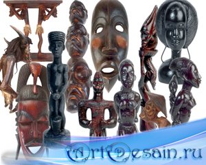 Клипарт - Африканские маски и фигурки