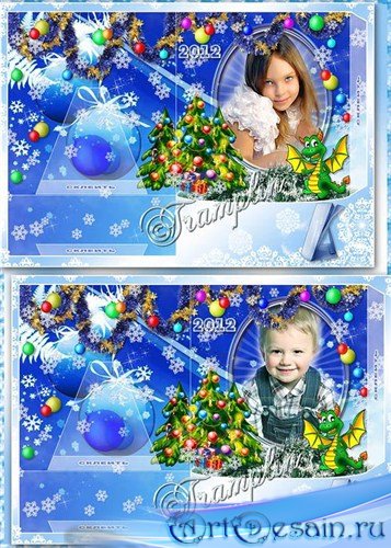 Новогодняя настольная рамка-открытка 2012 - А снежинки кружатся