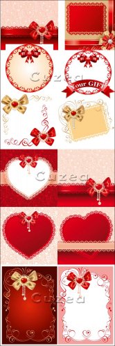          |  Vintage backgrounds by holidays with tapes and hearts in a vector