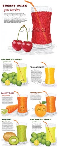   / Vegetable and a glass of juice in vector