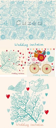    | Gentle wedding invitation vector cards