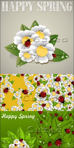    | Spring camomiles in a vector