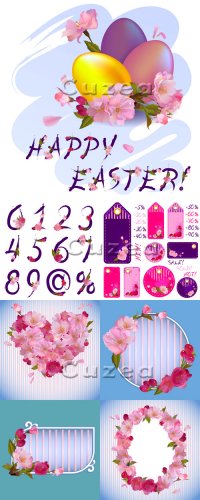 Vector stock -     /  Spring Easter sale and flowers