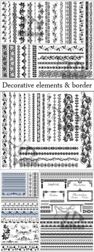 Set of decorative elements and border /      - Vector
