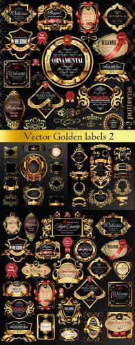 Vector Golden labels with heraldry elements 2 /      ...