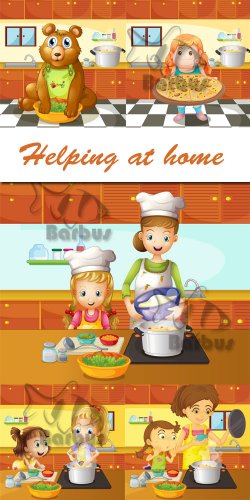 Helping at home /    - Vector illustration