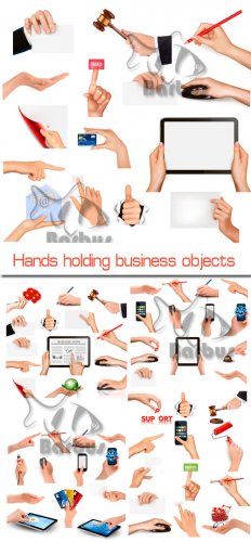 Hands holding  business objects /     - Vector stock