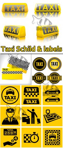 Taxi Schild and labels /     - Vector stock