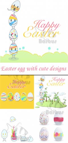 Easter egg with cute designs /     