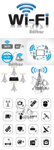 Wireless technology Wi Fi /   Wi Fi - Vector stock