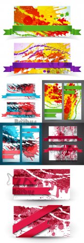 Banners with splashes of paint and tapes / Баннеры с брызгами краски и лент ...