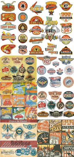 Vintage cars and motorcycle labels /     