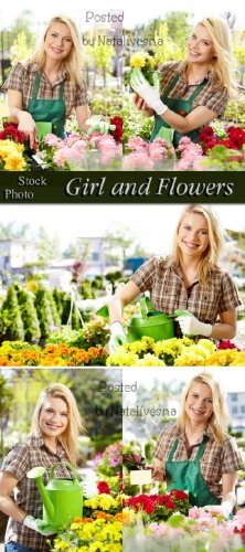    / Girl and flowers - Stock photo