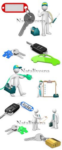 3D         / 3D People and keys - Stock photo