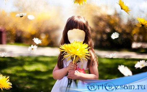 Шаблон для фотошопа  - Девочка с большим цветком