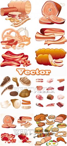    / Meat, meat products, sausage, hot dogs, kebabs - vector