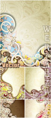   ,  / Backgrounds with colorful ornaments, flowers - vector clipart