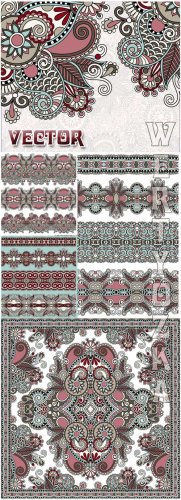       / Beautiful vector background with various patterns and ornaments