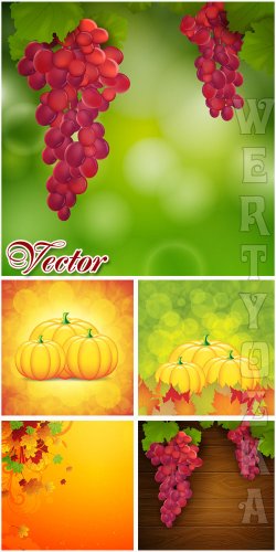       / Autumn background with grapes and pump ...