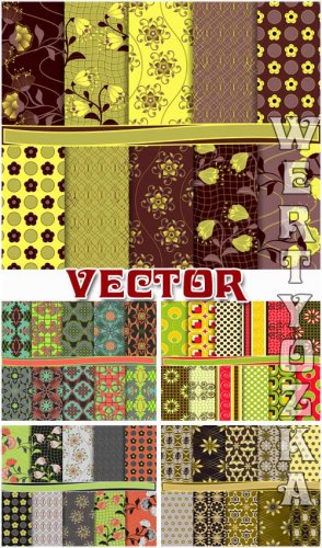    / Collection of floral textures - vector clipar ...