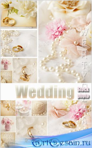   / Wedding collage with roses and wedding rings - Raster clipart