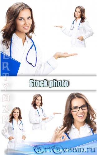      / Woman doctor on a white background - Raster cl ...