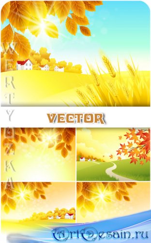   ,  / Autumn natural background, landscape - vector