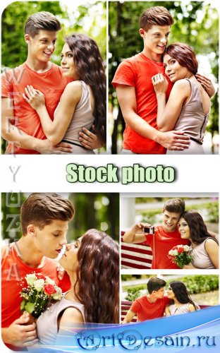  ,    / Young couple in love, man and woman - Raster clipart