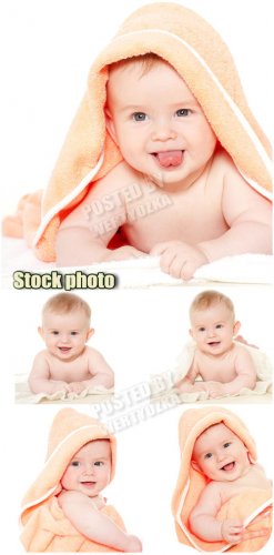      / Funny little baby in a towel - Raster clipart