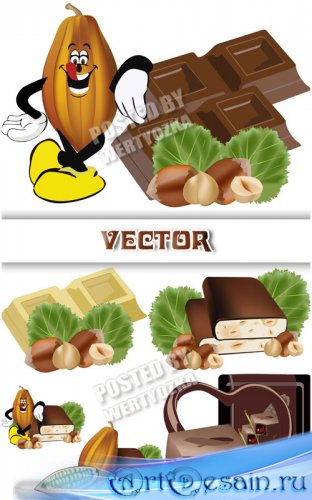   ,  /  Chocolate with nuts, sweets - vector