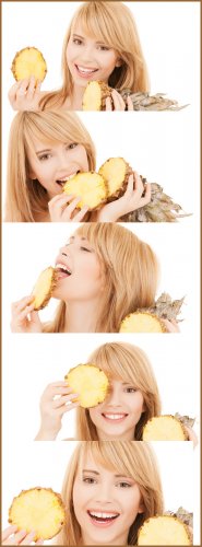 Girl with pineapple/    - Stock photo
