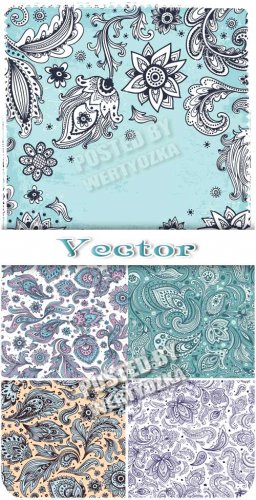     ,    / Vector background with floral patterns