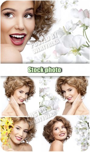 Девушка с весенними цветами / Girl with spring flowers - stock photos