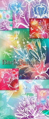     / Abstract flower backgrounds in Vector