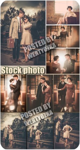       / Loving couple on the platform - retro stock photos