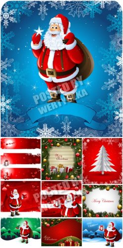      / Santa Claus and Christmas backgrounds - stock vector