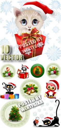  ,      / Christmas cats - stock vector